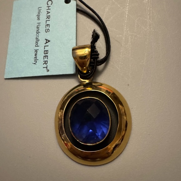 New Charles Albert alchamia blue lab created stone pendant + free black pendant - Picture 6 of 6